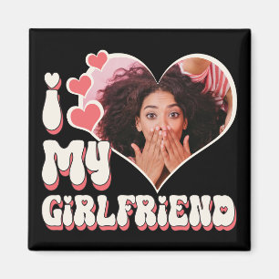 Aimant J'Aime Ma Petite Amie Personnalisée Noir