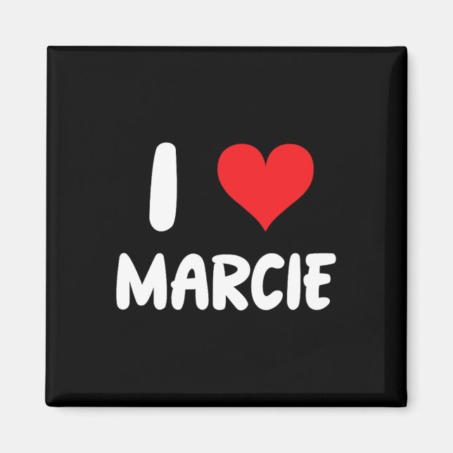 Aimant J'aime Marcie - Cœur - Nom  (Devant)
