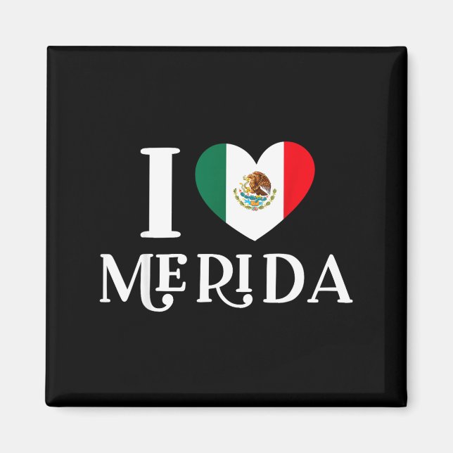 Aimant J'aime Merida Cœur Drapeau du Mexique  (Devant)