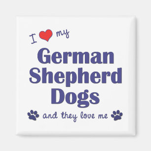 Aimant J'aime mes bergers allemands (beaucoup de chiens)