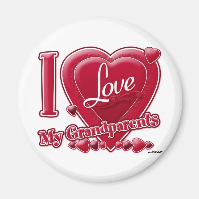 Aimant J'aime mes grands-parents coeur rouge (Devant)