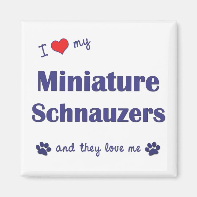 Aimant J'Aime Mes Schnauzers Miniature (Chiens Multiples) (Devant)