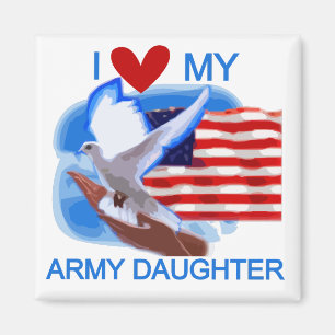 Aimant J'aime mes T-shirts et cadeaux de fille d'armée