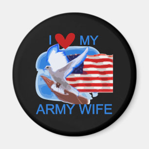 Aimant J'aime mes T-shirts et cadeaux d'épouse d'armée