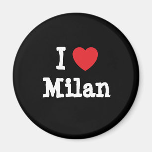 Aimant J'aime Milan coeur personnalisé