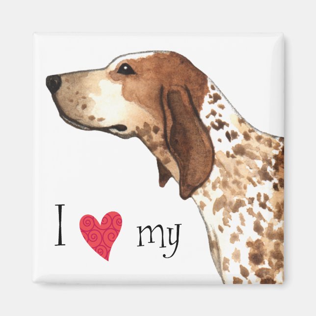 Aimant J'aime mon American English Coonhound (Devant)