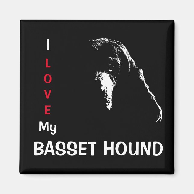 Aimant J'Aime Mon Basset Hound (Devant)
