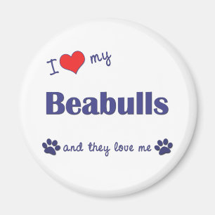 Aimant J'aime mon Beabulls (les chiens multiples)