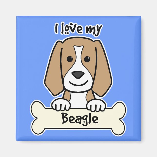 Aimant J'aime mon Beagle (Devant)