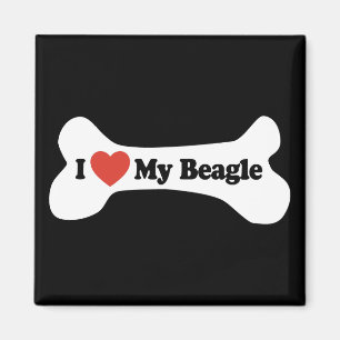 Aimant J'aime mon beagle - os de chien