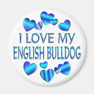 Aimant J'aime mon bouledogue anglais