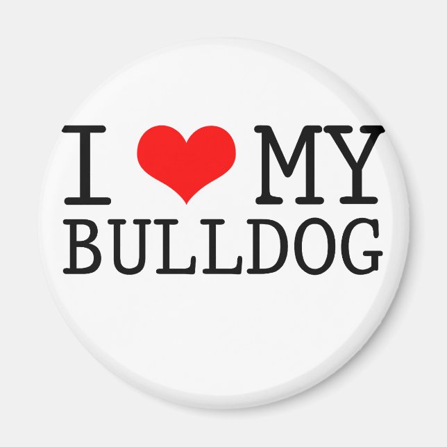 Aimant J'Aime Mon Bulldog (Devant)