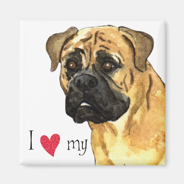 Aimant J'aime mon Bullmastiff (Devant)