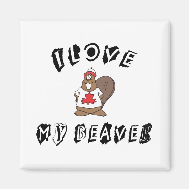 Aimant J'aime mon castor canadien (Devant)