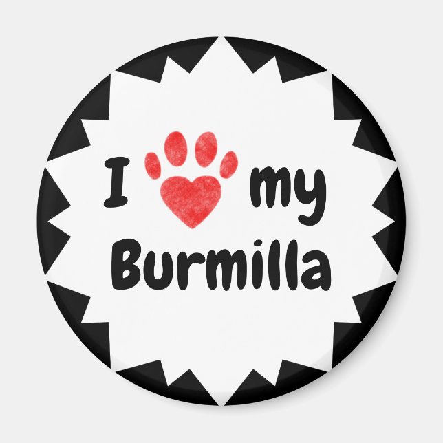 Aimant J'Aime Mon Chat Burmilla (Devant)