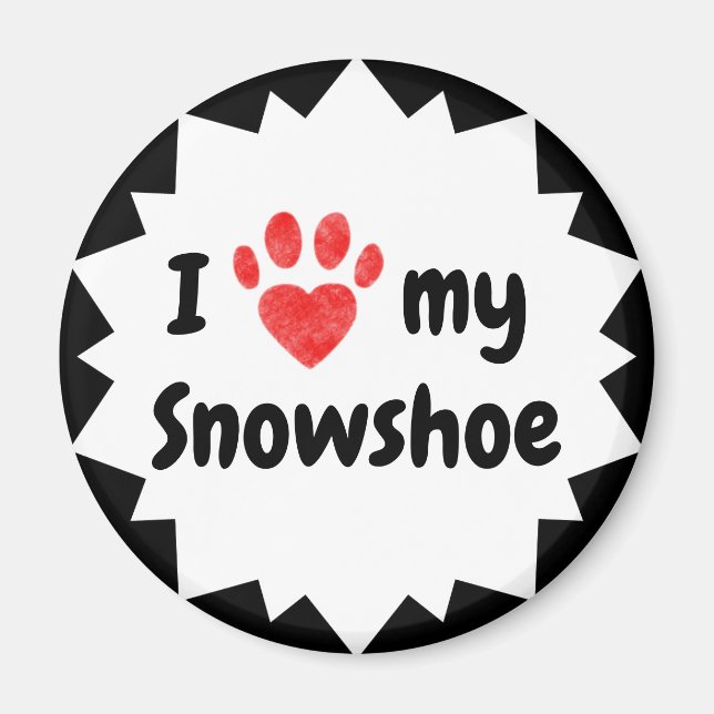 Aimant J'Aime Mon Chat De Chaussure De Neige (Devant)
