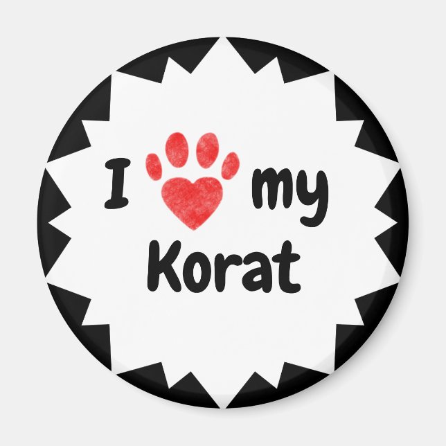 Aimant J'Aime Mon Chat Korat (Devant)
