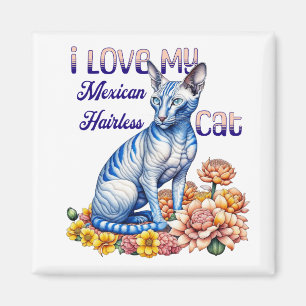 Aimant J'aime mon chat mexicain sans cheveux