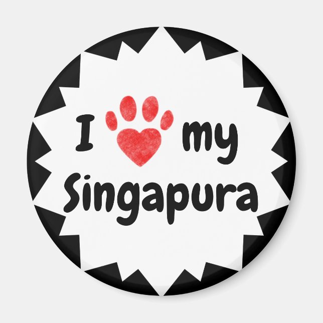 Aimant J'Aime Mon Chat Singapura (Devant)