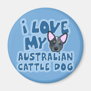 Aimant J'aime mon chien australien de bétail
