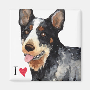 Aimant J'aime mon chien australien de bétail