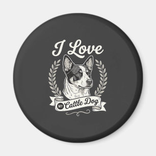 Aimant J'aime mon chien de troupeau vintage amateur de ch