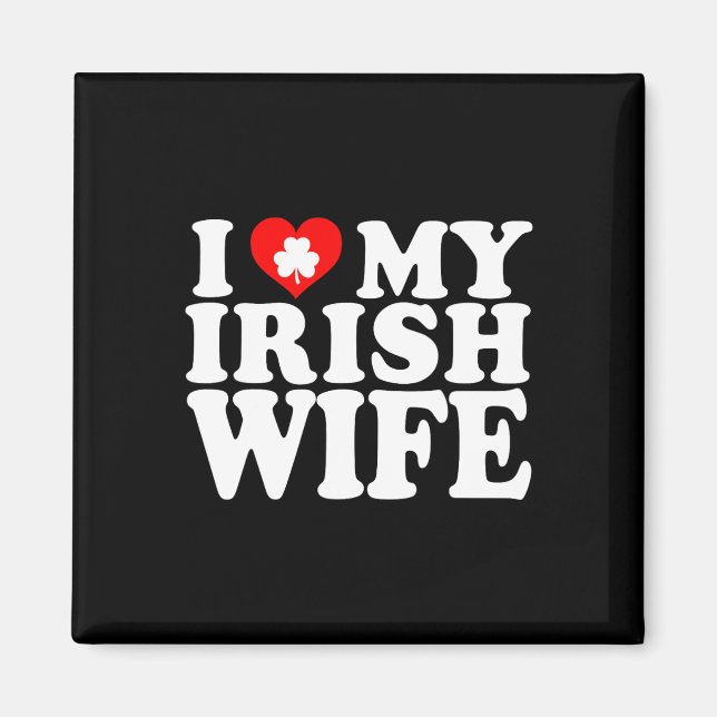 Aimant J'Aime Mon Coeur Ma Femme Irlandaise Jour de la Sa (Devant)