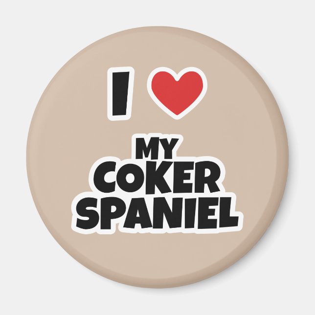 Aimant J'aime mon Coker Spaniel (Devant)