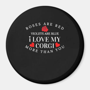 Aimant J'aime mon Corgi plus que toi, drôle d'amoureux de