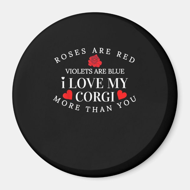 Aimant J'aime mon Corgi plus que toi, drôle d'amoureux de (Devant)