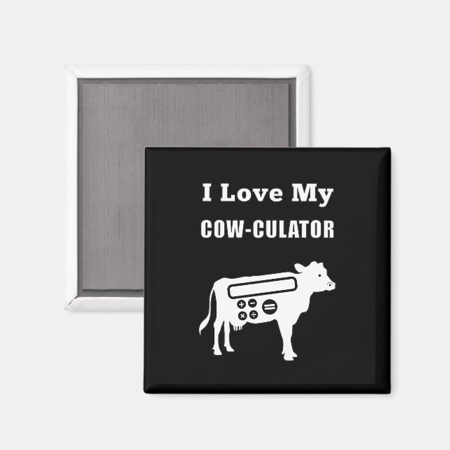 Aimant J'Aime Mon Cow-culator Funny Math Calculator Pun (Recto/Verso)