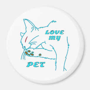 AIMANT J'AIME MON CUTE AQUA PET CAT
