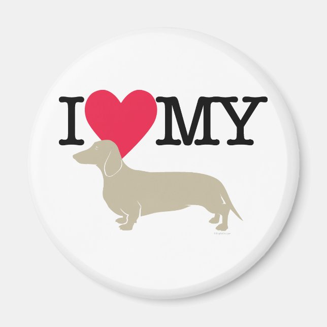 Aimant J'Aime Mon Dachshund ! (Devant)