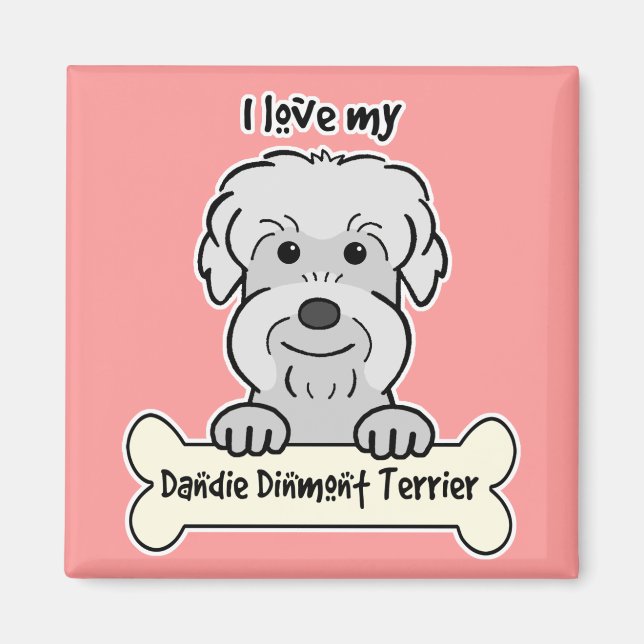 Aimant J'Aime Mon Dandie Dinmont Terrier (Devant)