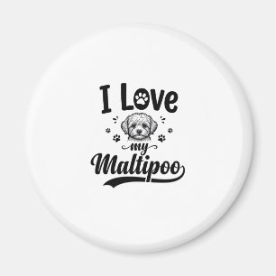 Aimant J'aime mon design de chien gravure vintage Maltipo