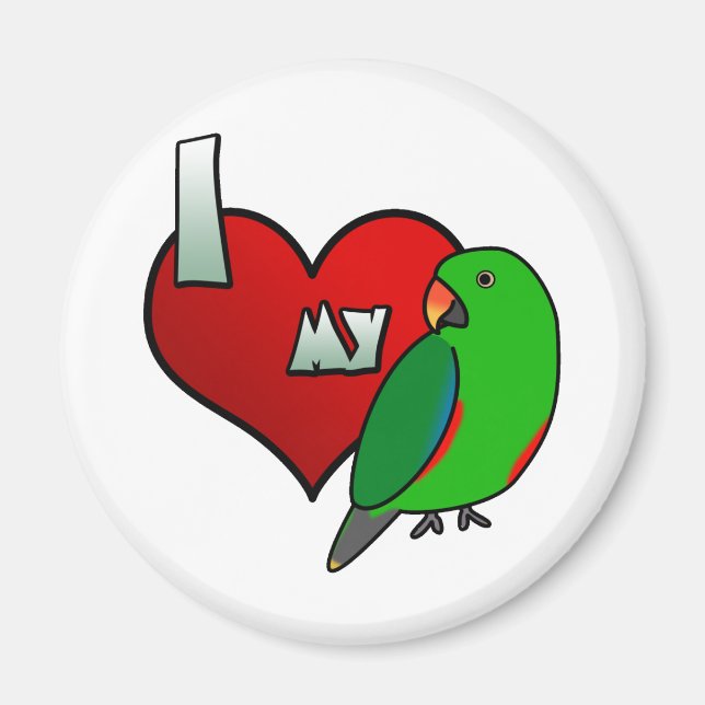 Aimant J'aime mon Eclectus à face rouge (Devant)
