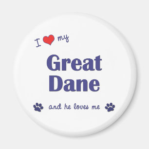 Aimant J'aime mon great dane (le chien masculin)