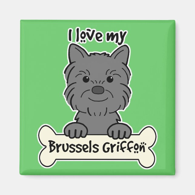 Aimant J'Aime Mon Griffon Bruxelles (Devant)