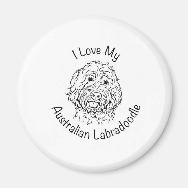 Aimant J'Aime Mon Labradoodle Australien (Devant)