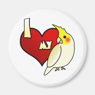 Aimant J'aime mon Lutino Cockatiel