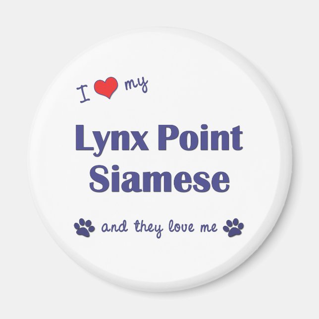 Aimant J'Aime Mon Lynx Point Siamese (Chats Multiples) (Devant)