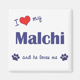 Aimant J'aime mon Malchi (le chien masculin)