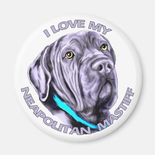 Aimant J'aime mon Mastiff napolitain (Devant)