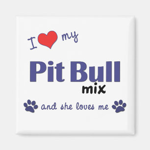 Aimant J'aime mon mélange de pitbull (le chien femelle)
