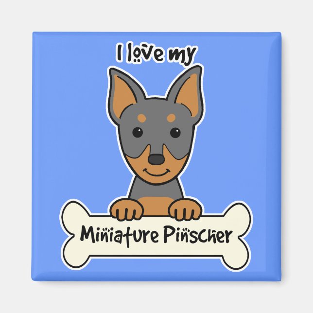 Aimant J'Aime Mon Miniature Pinscher (Devant)