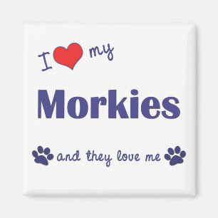 Aimant J'aime mon Morkies (les chiens multiples)