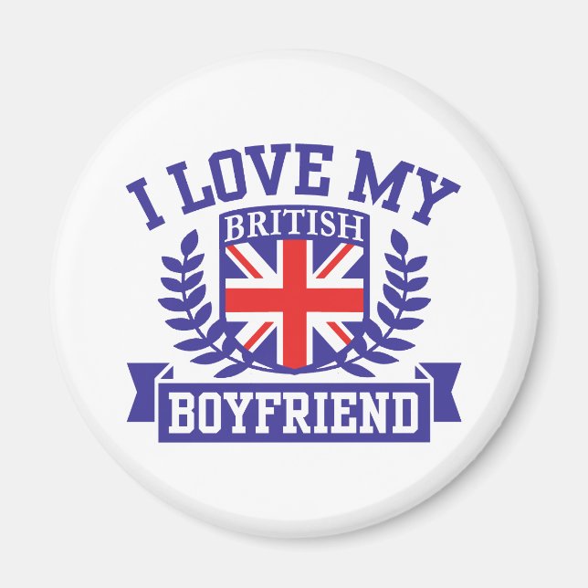 Aimant J'aime mon petit ami britannique (Devant)