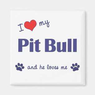 Aimant J'aime mon pitbull (le chien masculin)