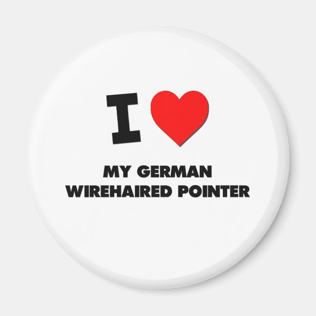 Aimant J'Aime Mon Pointeur À poils durs Allemand (Devant)