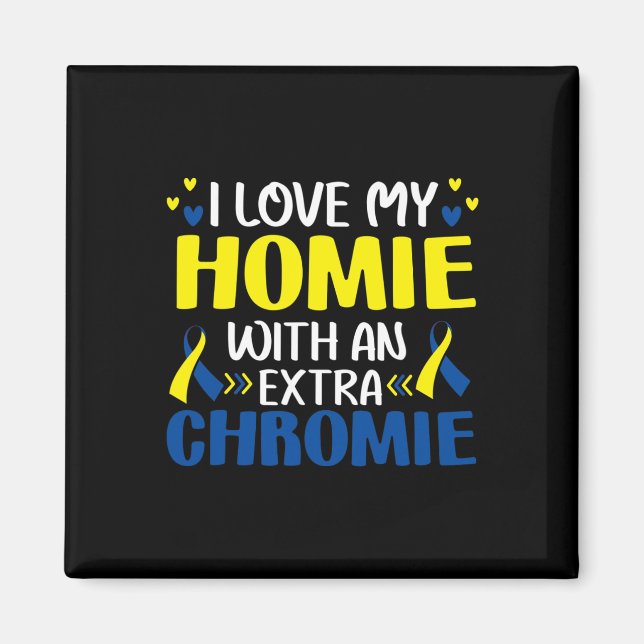 Aimant J'aime mon pote avec un chromosome supplémentaire  (Devant)